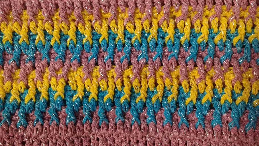 Crochet, Crafts, Point, Color, Texture, cotton, turquoise, yellow, knots, background