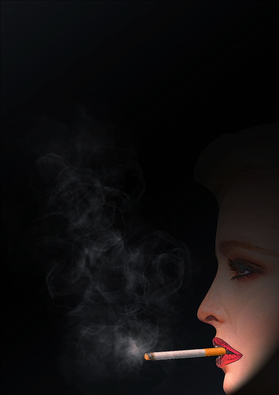 smoking, cool, woman, smoke, cigarette, embers, nicotine, casual, smoke - physical structure, portrait