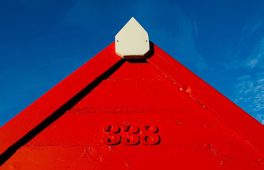 red, coastal, hut contrasts, blue, sky, hut, blue sky, various, abstract, architecture