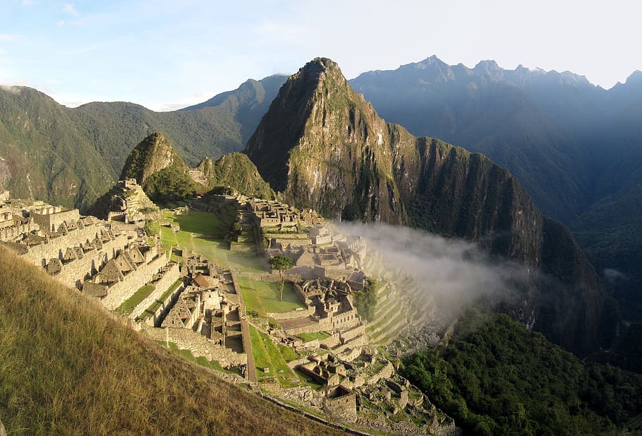 montanhas, estrutura de edifícios, Machu Picchu, Peru, Mundo, património mundial, montanha, destinos de viagem, paisagens, ninguém