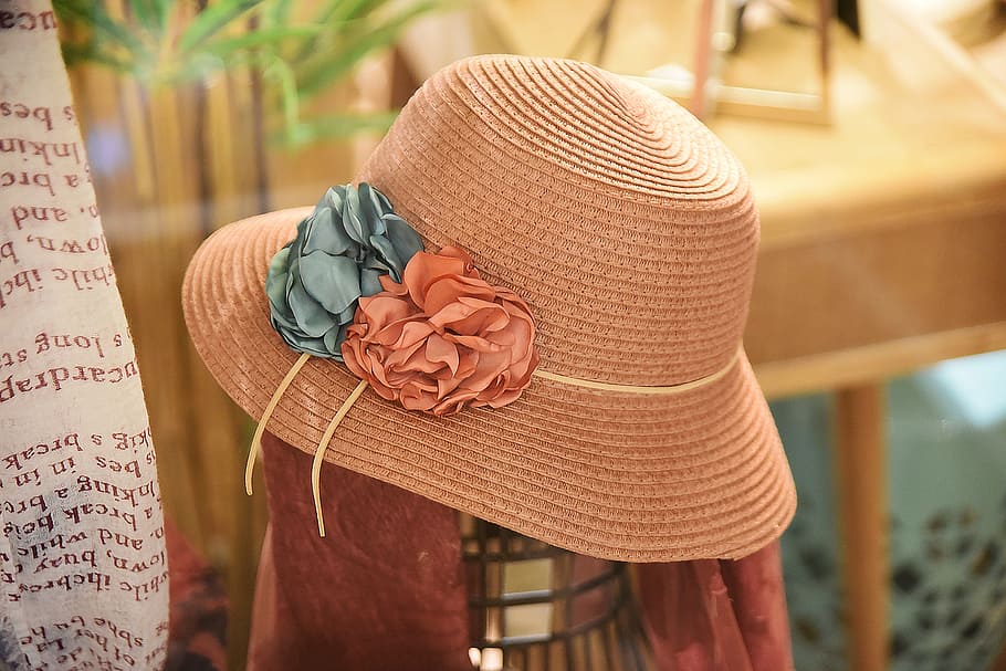 pink, sunhat, floral, accent, people, fashion, women, hat, female, girl