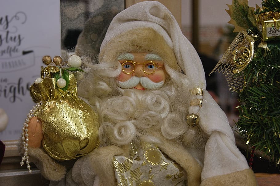 장식, 축하, 금, 크리스마스, 전통적인, 겨울, 겨울 장면, 산타 클로스, 소원, 선물
