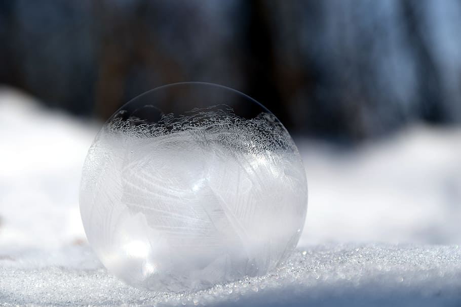 Soap Bubble, Frosted, Winter, Cold, frost, frosted soap bubble, snow, bubble, frozen, frozen bubble