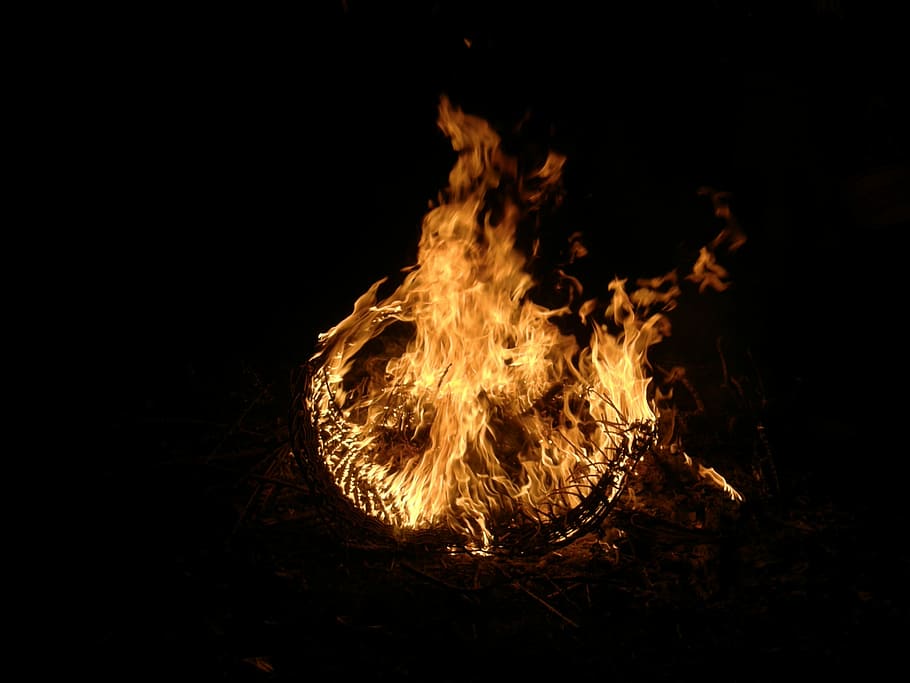 Fire, Flame, Easter Fire, Fire, Burn, Yellow, fire, flame, burn, ring of fire, campfire, night