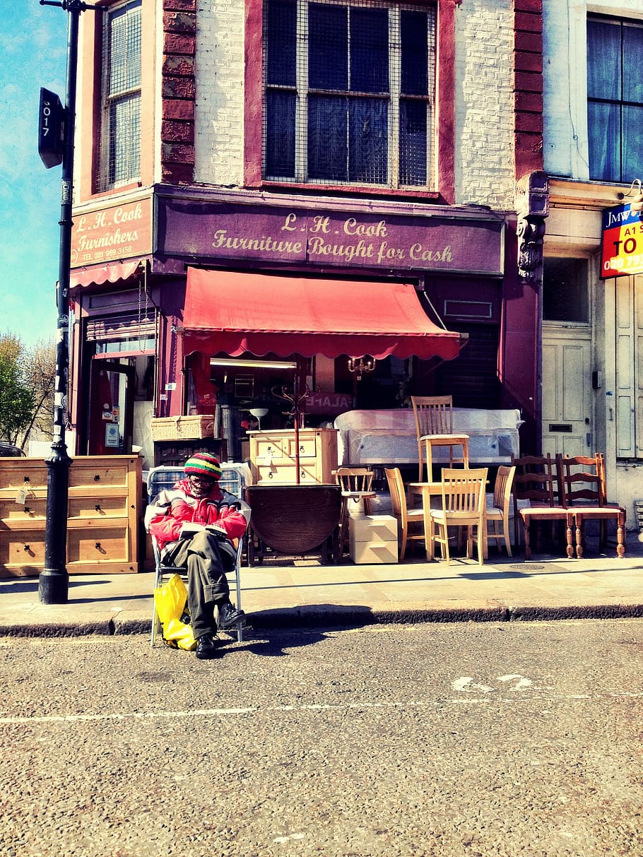stranger, reading, street, urban, london, antique, man, shop, vintage, old