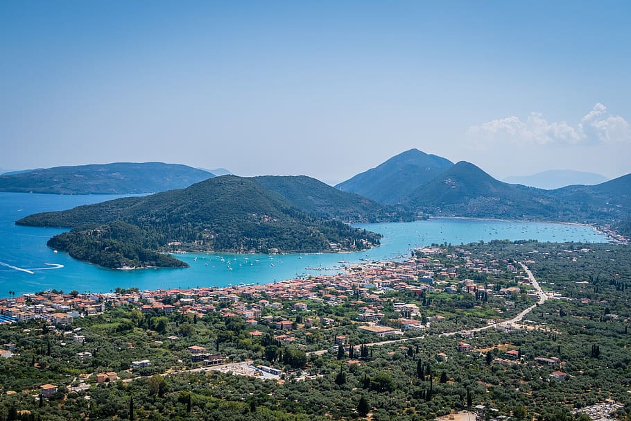 greece, islands, sea, nature, nidri, lefkada, tourism, greek, landscape, sky