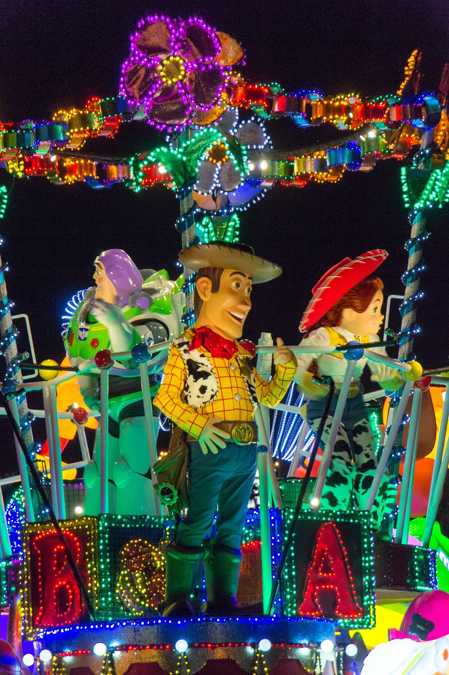 toy story mascots, disney, japan, parade, tokyo, toy's story, woody, celebration, multi Colored, cultures