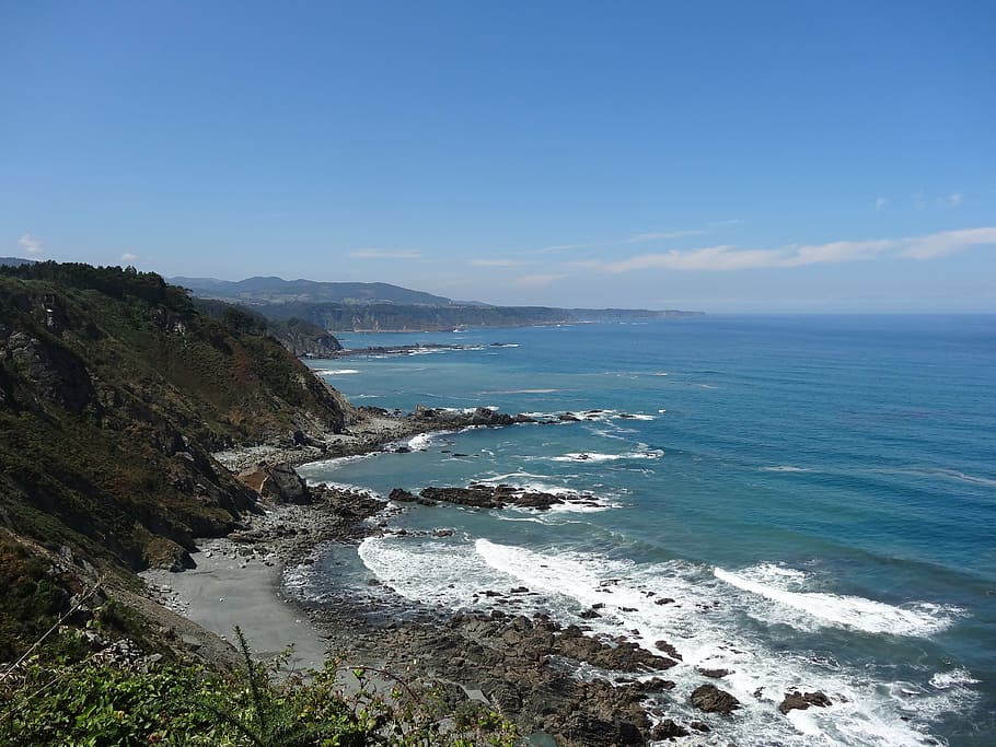 beach, asturias, tourism, sea, coastline, cliff, nature, pacific Ocean, california, scenics