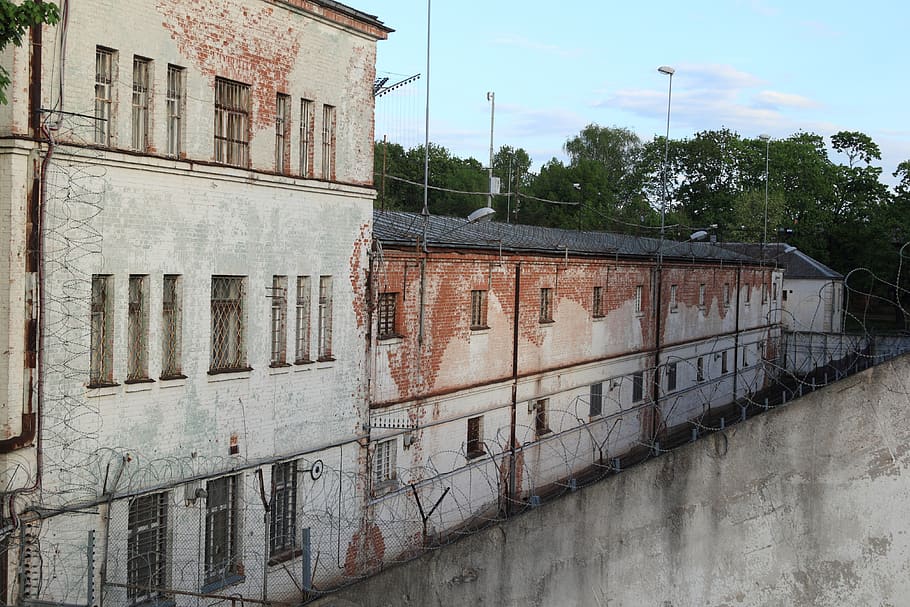 latvia, daugavpils, prison, architecture, cell, detention, guarded, built structure, building exterior, building