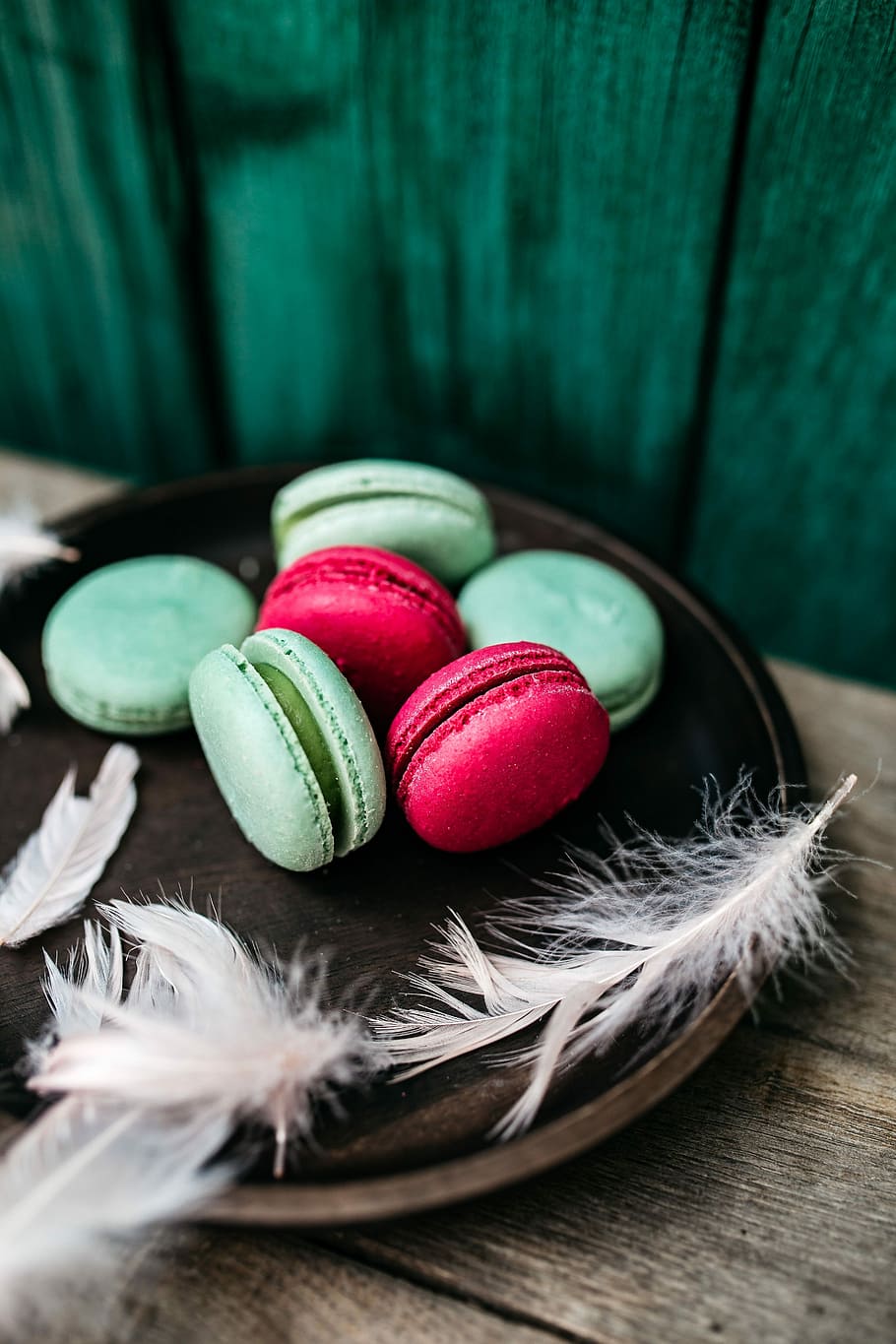 pink, &, green, Macaroons, sweet, food, tasty, delicious, dessert, colorful