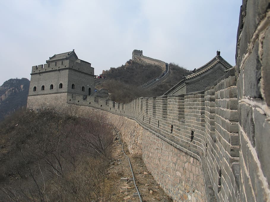 great wall of china, peking, china, built structure, architecture, history, the past, sky, building exterior, ancient