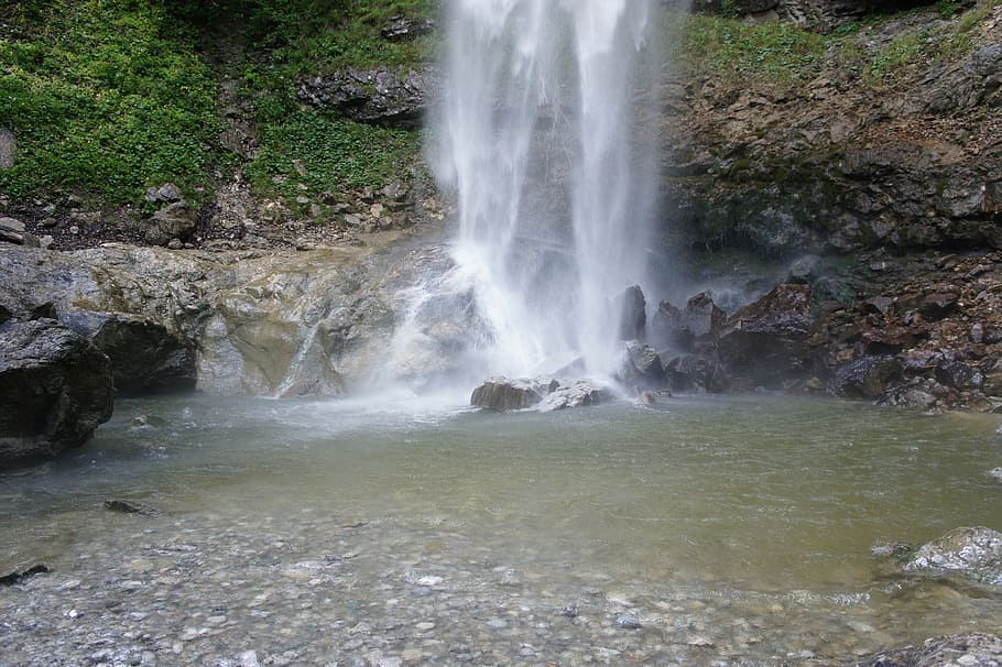 waterfall, water basin, inject, flow, murmur, water, cool, roaring, bavaria, lap tray