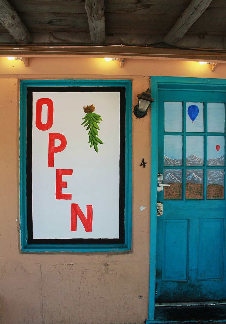 Buka, Masuk, Restoran Keluarga, New Mexico, tanda terbuka, albuquerque, kota tua, makanan Meksiko, makanan Meksiko baru, restoran