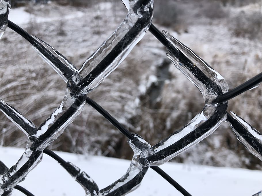 ice, snow, cold, fence, winter, frozen, cold temperature, focus on foreground, boundary, security