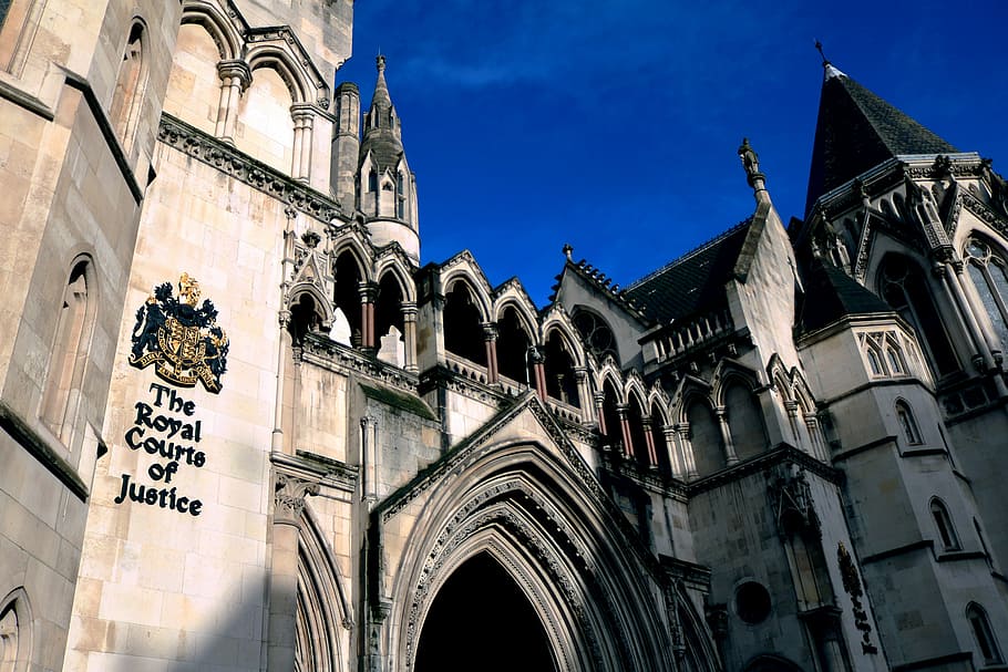 royal, courts, justice, clear, sky, the royal courts of justice, london, court, architecture, building exterior
