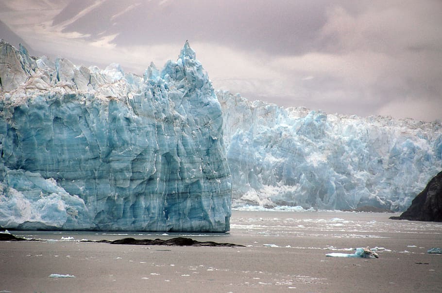 Hubbard Glacier, Alaska, glacier, formation, sky, daytime, ice, cold temperature, cloud - sky, water