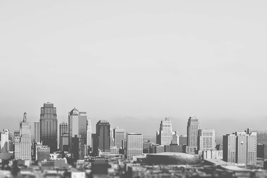 grayscale, landscape photography, high-rise, buildings, towers, city, skyline, black and white, skyscraper, urban skyline