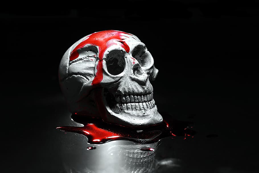 skull, halloween, horror movie, the fear, murder, blood, death, frightening, memento, scare