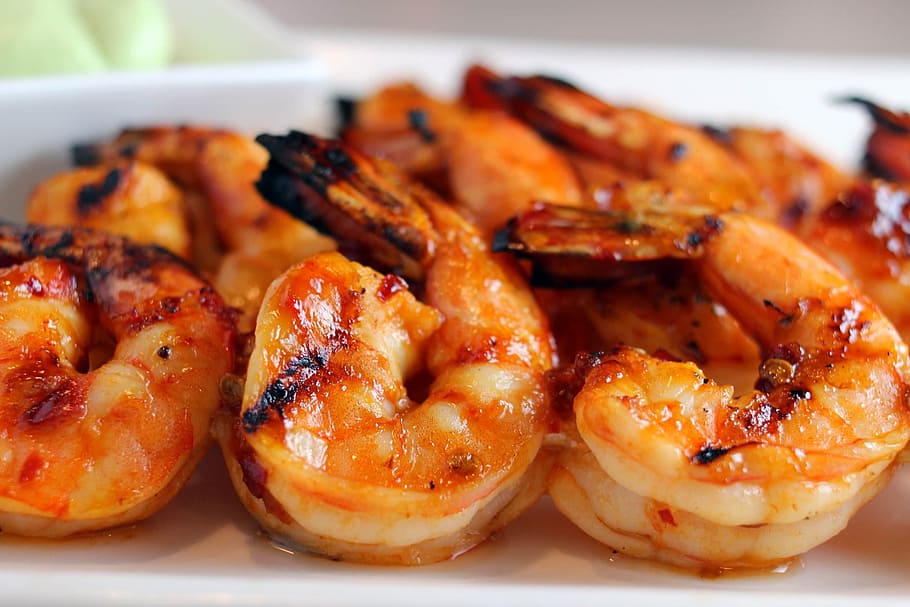 close-up photography, baked, shrimps, Prawn, Fish, Meal, fishfood, food and drink, food, freshness