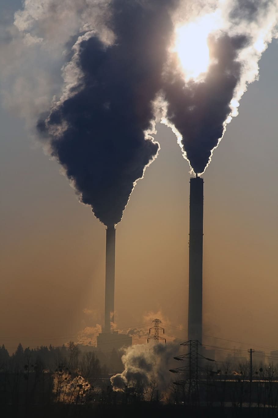 연기, 생태, 환경, 굴뚝, 열병합 발전소, 오염, 연기 스택, 환경 문제, 공장, 대기 오염