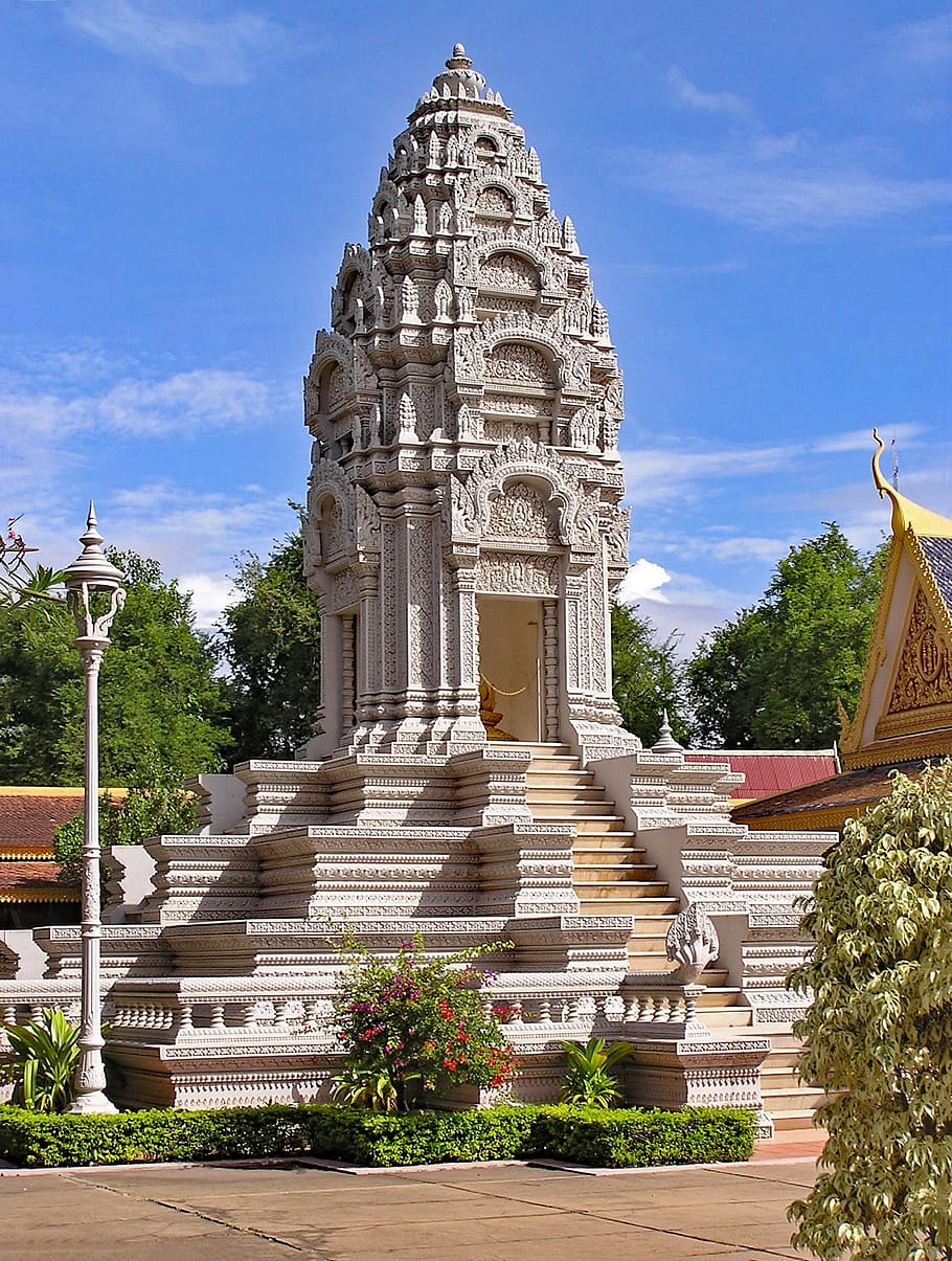 왕궁, 은탑, 프놈펜 캄보디아, 아시아, 슈도 스타 이엔, 신전, 신앙, 종교, 불교, 궁전