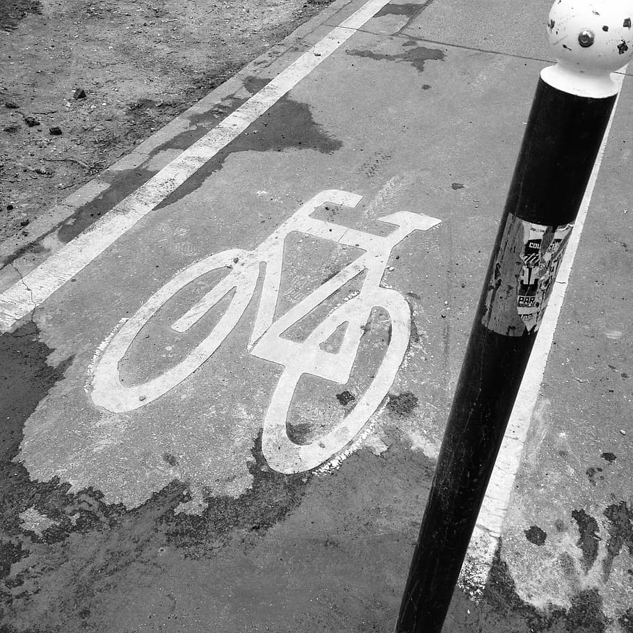trek, sepeda, Paris, kota, perkotaan, tanda, jalan, tampilan sudut tinggi, komunikasi, simbol