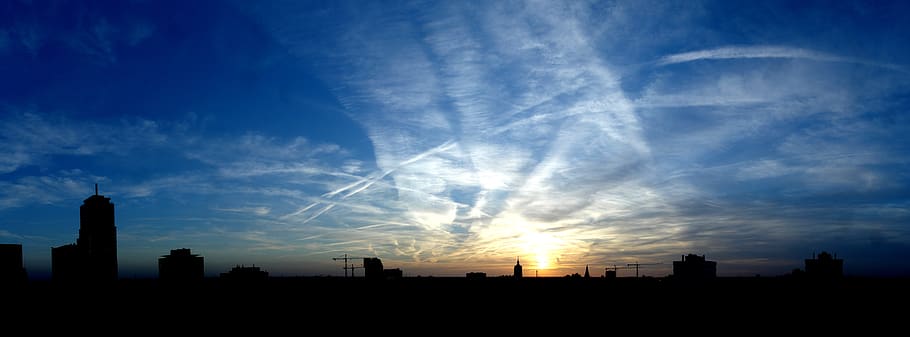 enschede, horizonte, chemtrails, ocaso, puesta de sol, anochecer, enschede nederland, fondos de pantalla, oscurecimiento global, gestión de la radiación solar