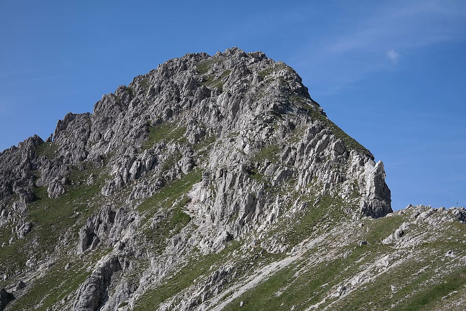 rough horn, mountain, summit, ridge, tightrope walk, allgäu alps, border area, germany, austria, rauhhornzug