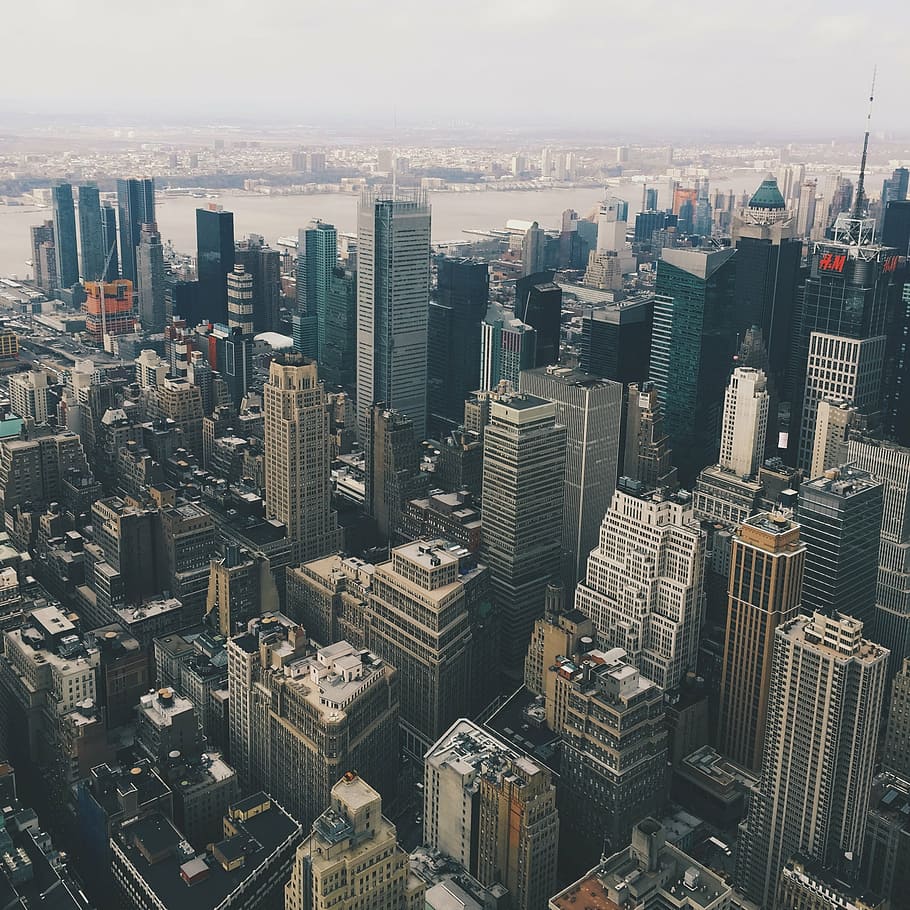foto birdseye, kota, udara, gambar, New York, bangunan, arsitektur, menara, gedung tinggi, pemandangan