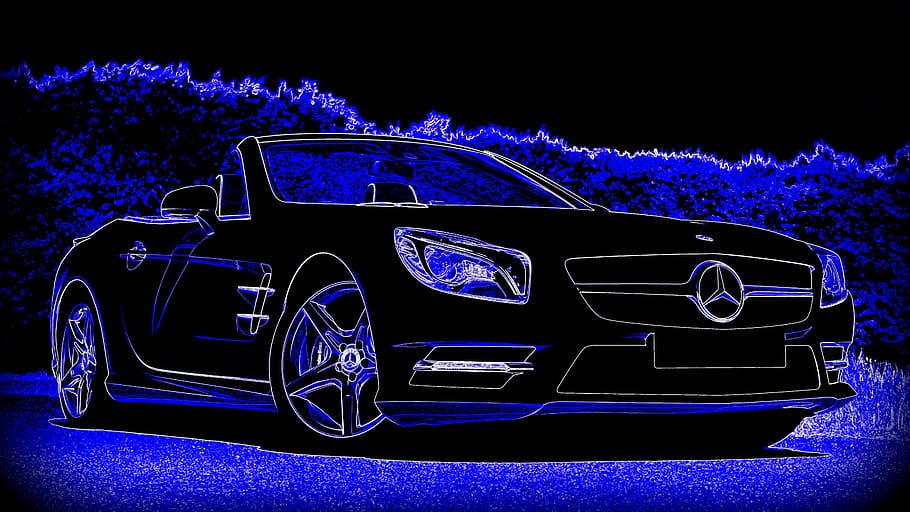 Mercedes-Benz, Carro, Transporte, azul, veículo, automóvel, mercedes, benz, motor, luxo