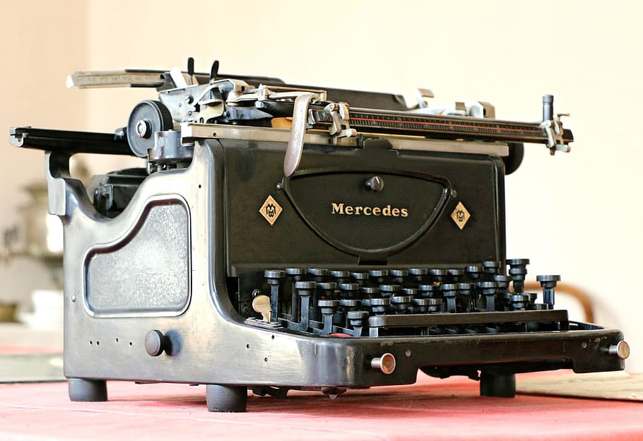 stock photography, vintage, black, typewriter, mercedes, antiques, retro, printer, museum, letters