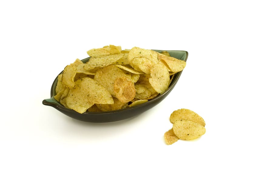 bowl of chips, Crisps, Bowl, Salt, Potatoes, Oil, Fat, salt, potatoes, yummy, food