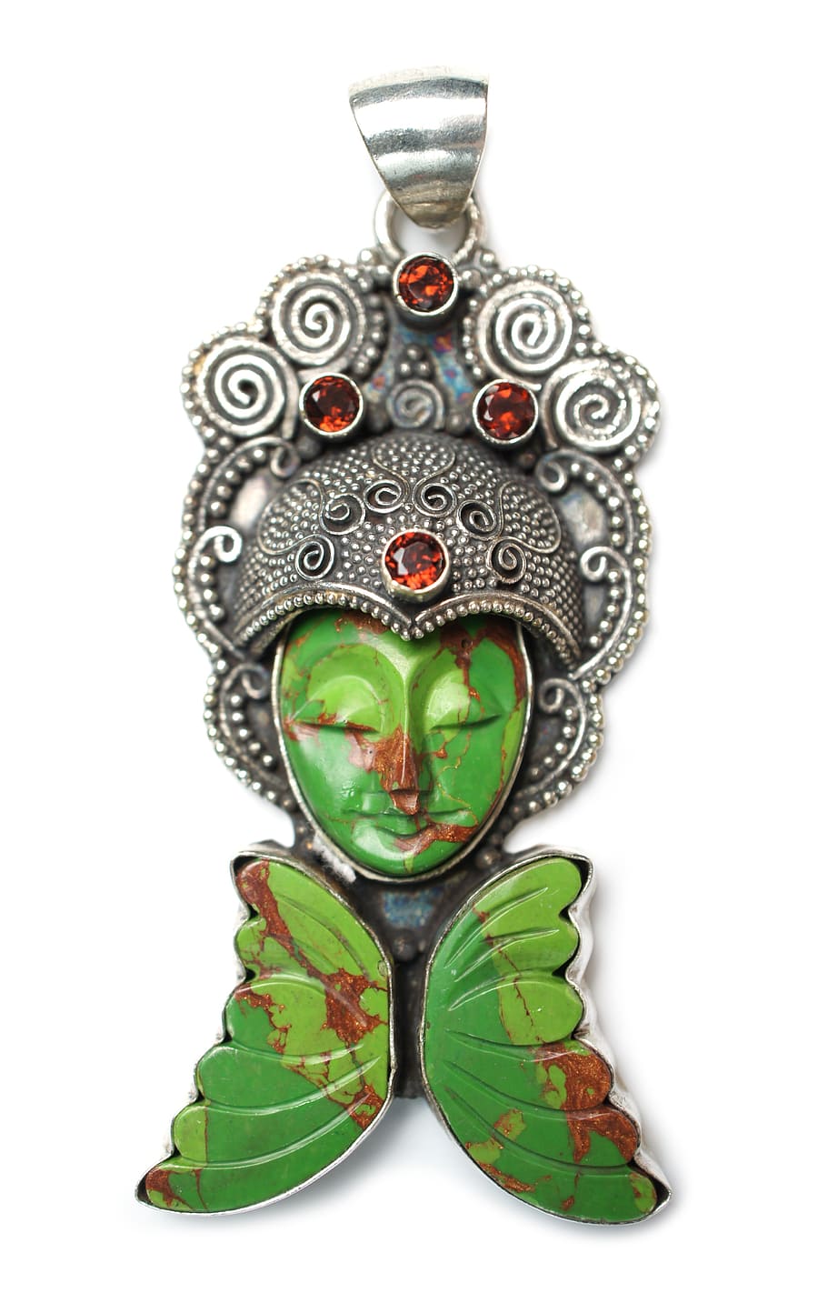 green, silver-colored buddha pendant, agate, stone, pendant, goddess, asian, garnet, jasper, red