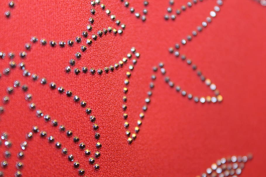 fabric, pattern, point, red, close-up, textile, full frame, indoors, backgrounds, bead