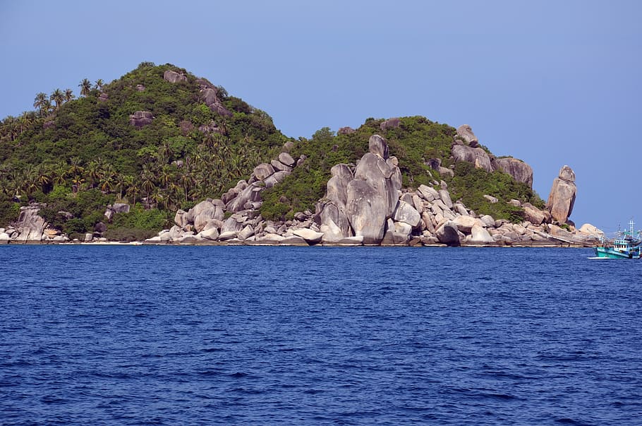 thailand, sea, landscape, koh tao, water, rock, rock - object, waterfront, beauty in nature, solid