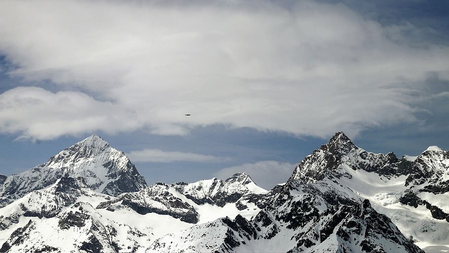 montanha de neve, zermatt, alpes, suíça, tops, alta, neve, montanha, inverno, gelo