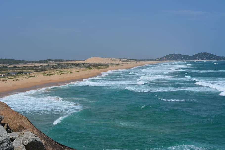 agua, mar, naturaleza, viajar, al aire libre, playa, orilla, Vietnam, phu yen, playa salvaje