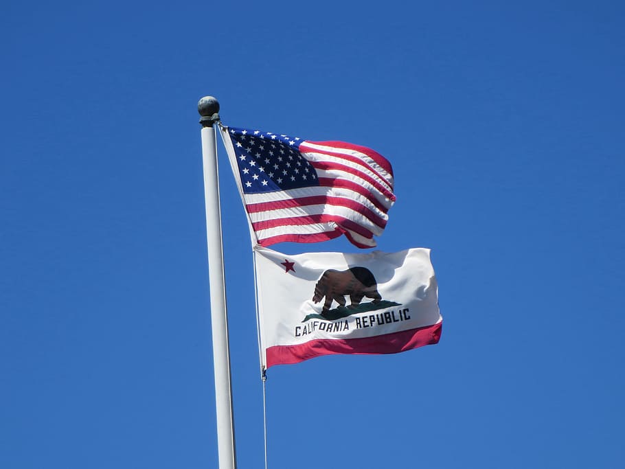 カリフォルニア共和国, アメリカの旗, 米国旗, フラグ, アメリカ, カリフォルニア, アメリカ合衆国, 州, シンボル, 地理