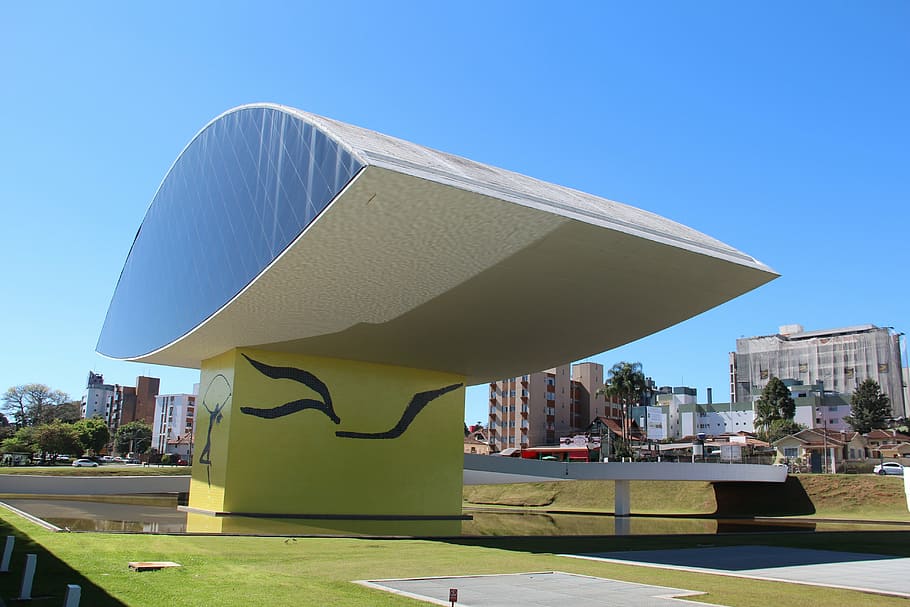 curitiba, oscar niemeyer, museum of the eye, brazil, building exterior, architecture, built structure, city, travel destinations, sky
