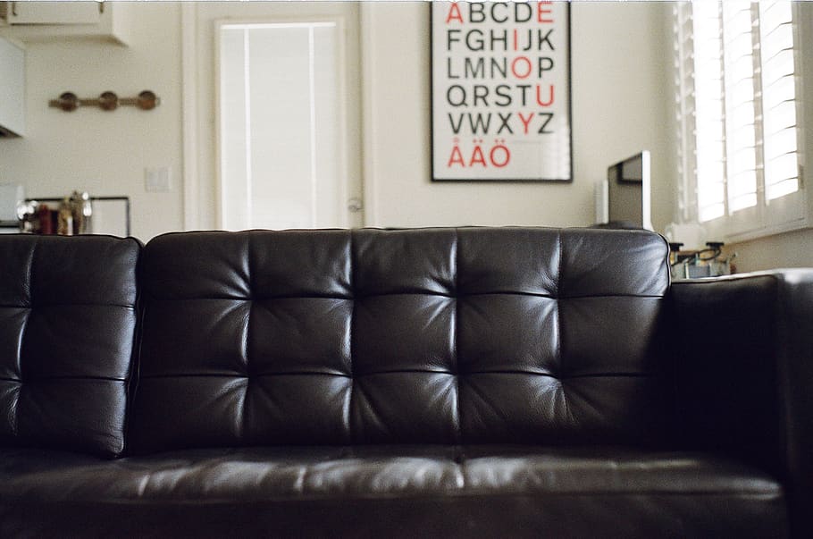 leather couch, house, apartment, letters, furniture, indoors, sofa, seat, home interior, domestic room