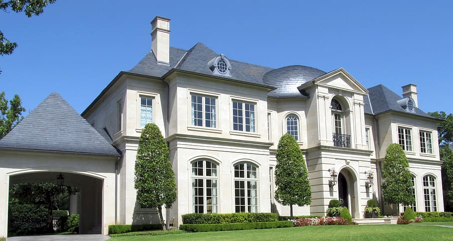 white, concrete, 2-storey, 2- storey house, mansion, house, home, estate, residential, luxury