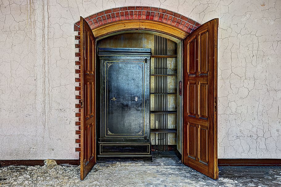 photography, brown, wooden, door, closet, monastery, architecture, expiration, state of decay, hdr
