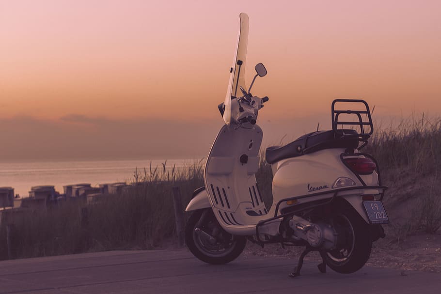 moped bike, captured, sunset, Moped, bike, various, transportation, motorcycle, outdoors, land Vehicle