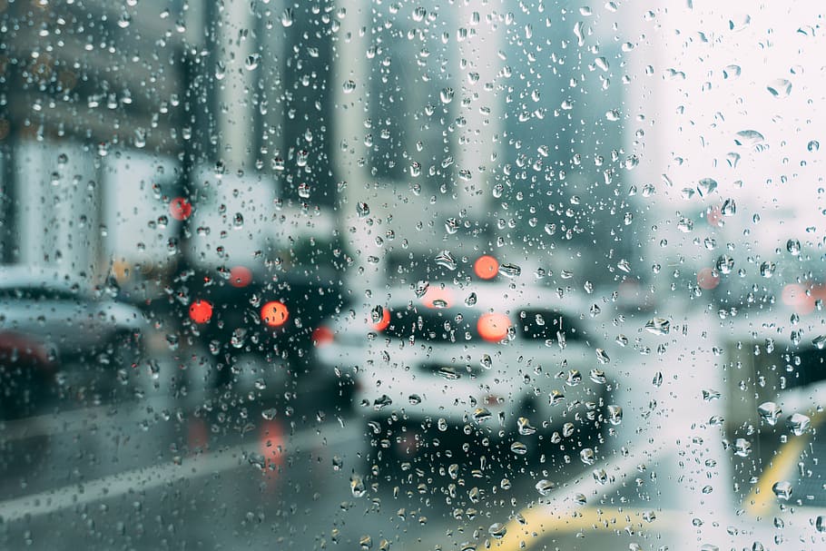 lluvia, gotas, vaso, coche, vehículo, transporte, agua, soltar, tráfico, viajar