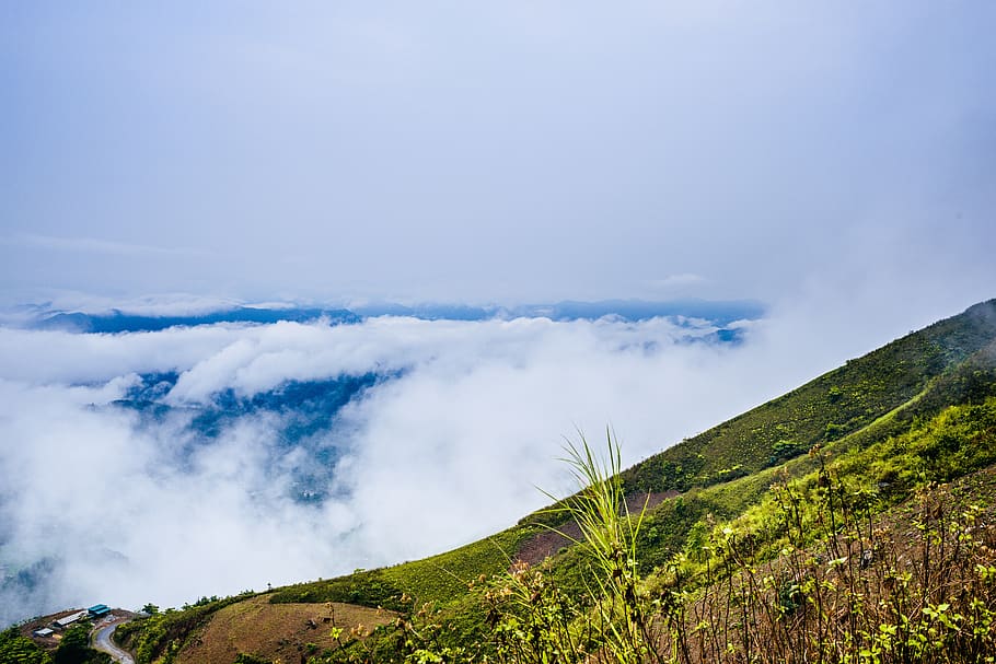 landscape, mountain, valley, cloudy, ta xua, north yen, beauty in nature, scenics - nature, cloud - sky, sky