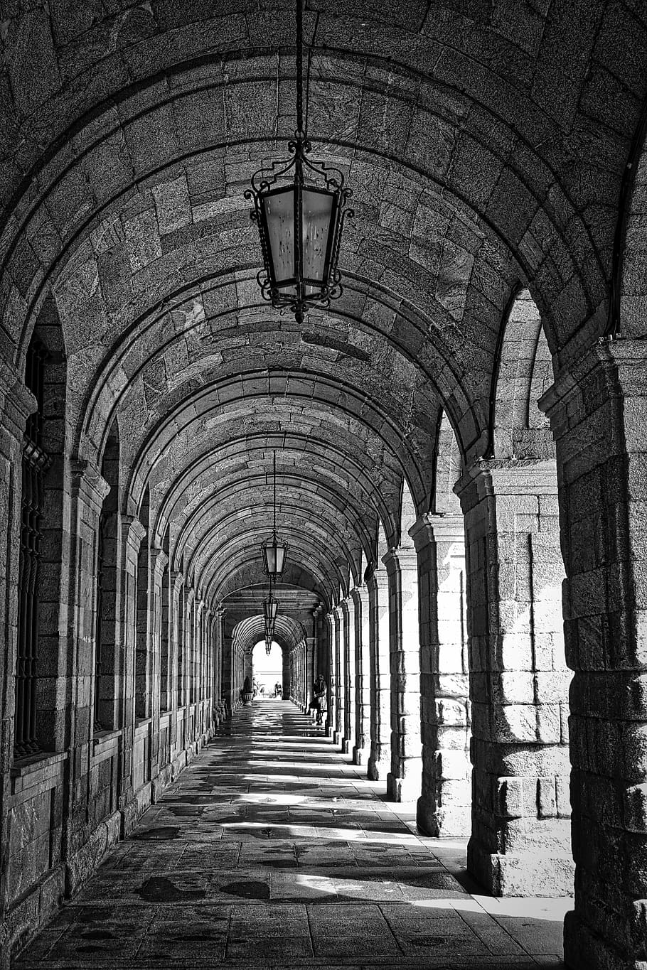 corridor, arcade, arches, passage, perspective, architecture, stone, medieval, archway, architectural