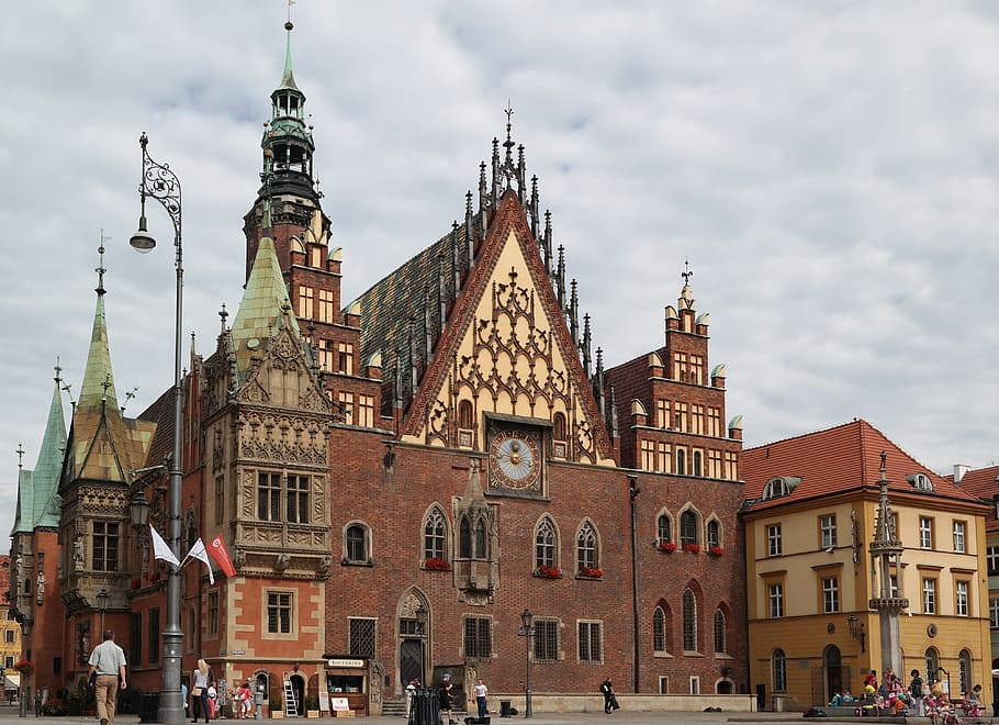 wroclaw, rynek, balai kota, pasar, Polandia, eksterior bangunan, arsitektur, struktur yang dibangun, bangunan, kota