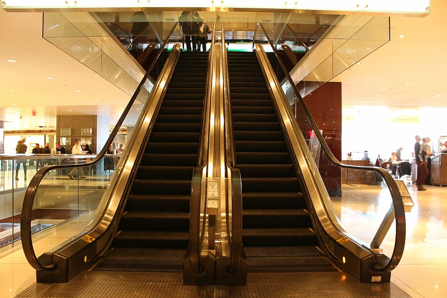 escada rolante, escada, passo, andar, maneira, em movimento, transporte, aeroporto, elevador, arquitetura