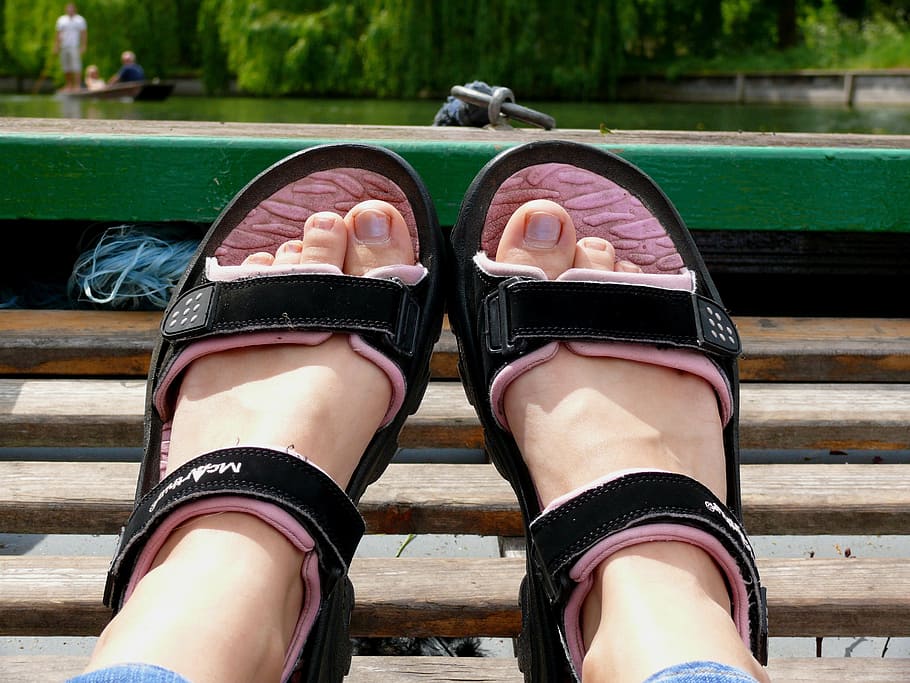 feet, sandals, summer, boat, part, body, legs, hands, arms, person