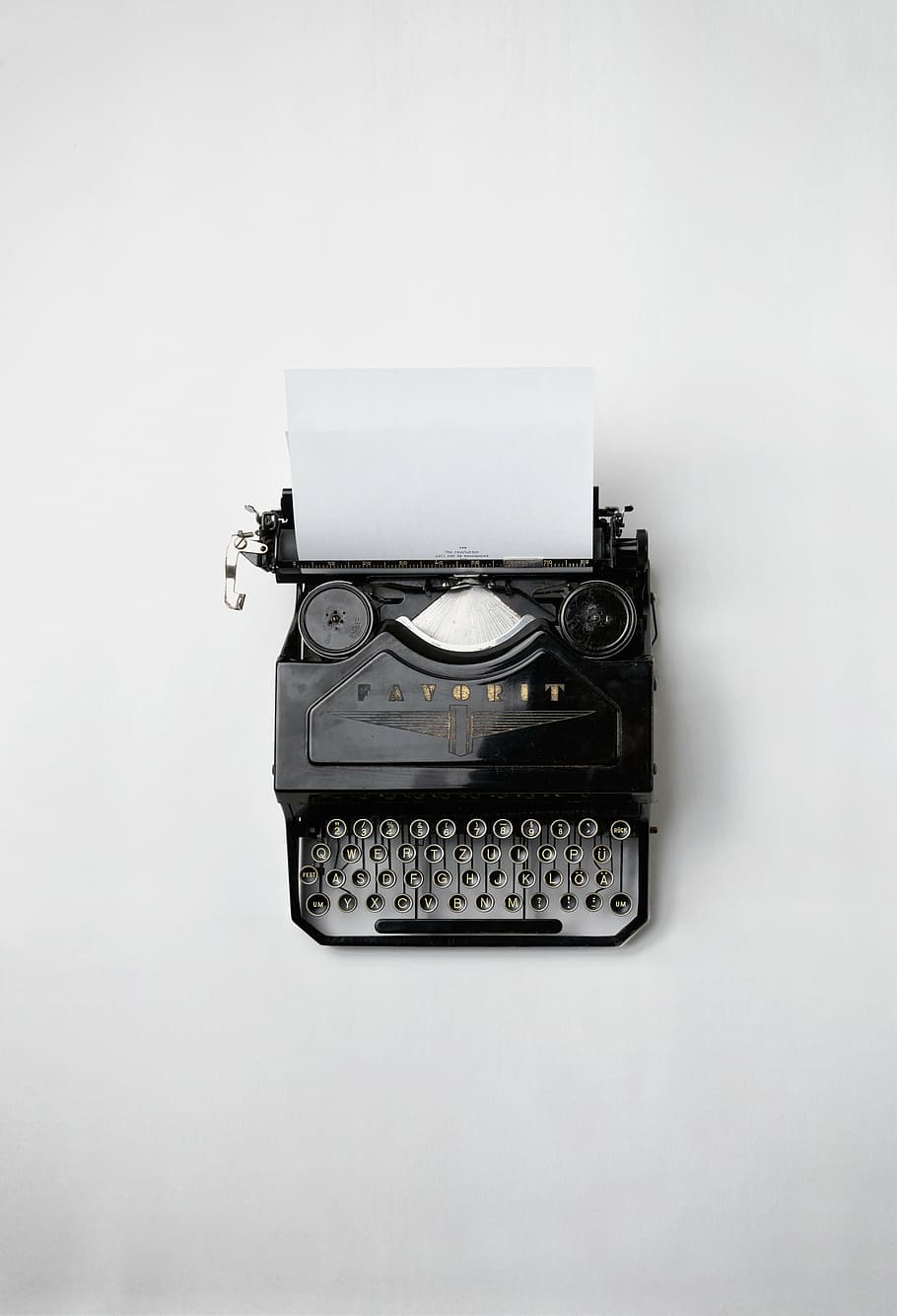 preto, máquina de escrever, branco, superfície, impresso, papel, velho, vintage, letras, teclas